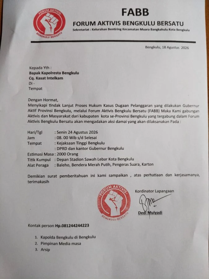 Surat Pemberitahuan Aksi FABB